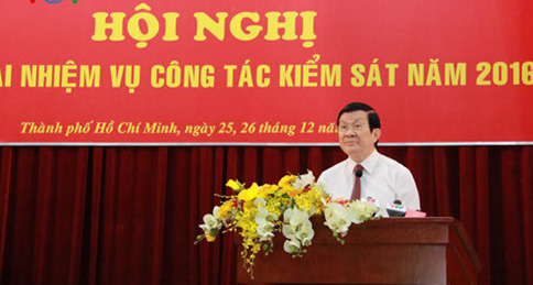 President Truong Tan Sang participates in the procuracy sector’s meeting for 2016 - ảnh 1